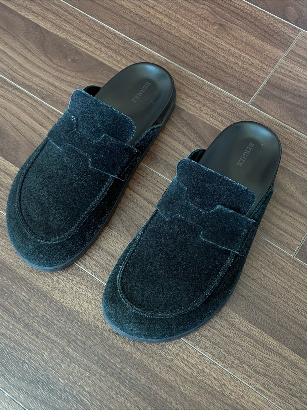 Hermès Black Suede Go Mule